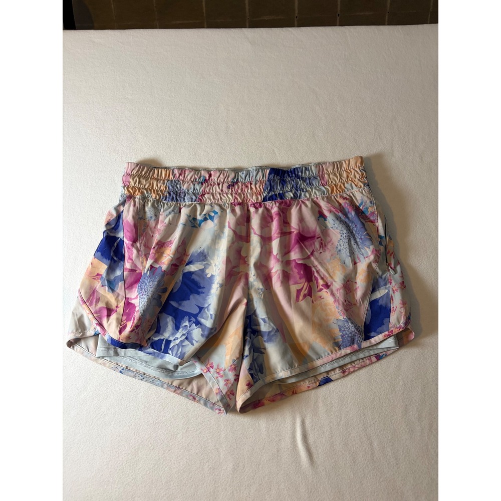 Avia Womens XXL 20 Floral Active Running Shorts Double Layer Blue Pink Pastel